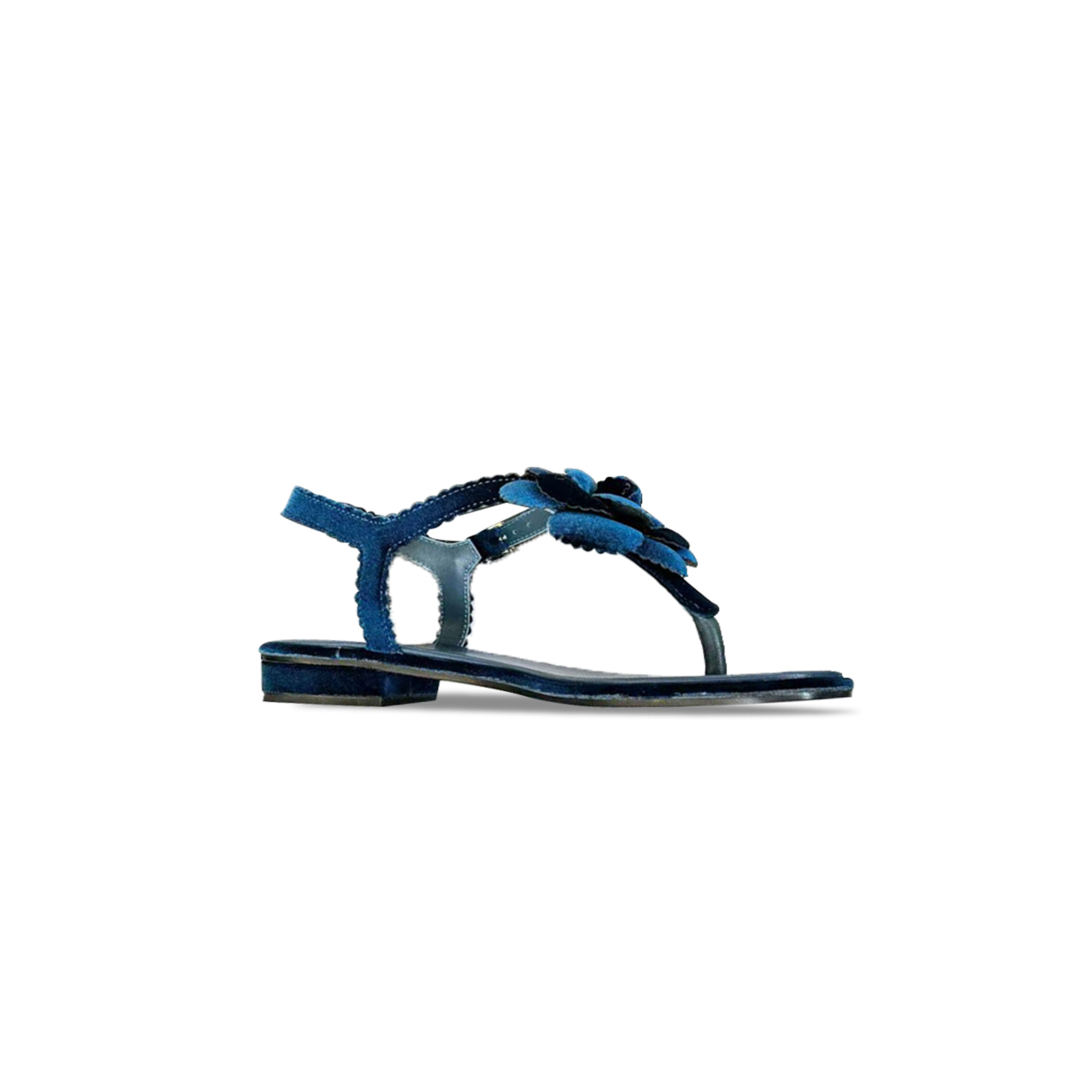 CHANEL SUEDE CAMELLIA THONG SANDALS